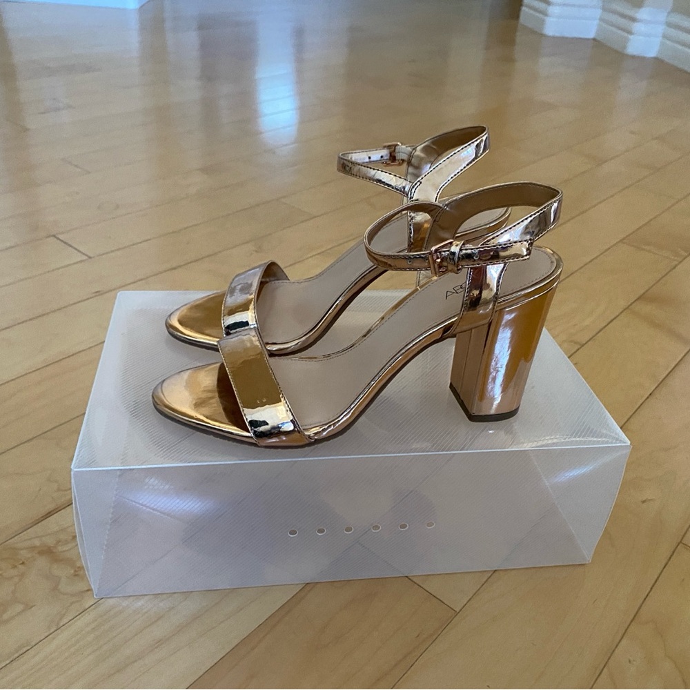 Abound Shiny Gold Block Heel Sandals